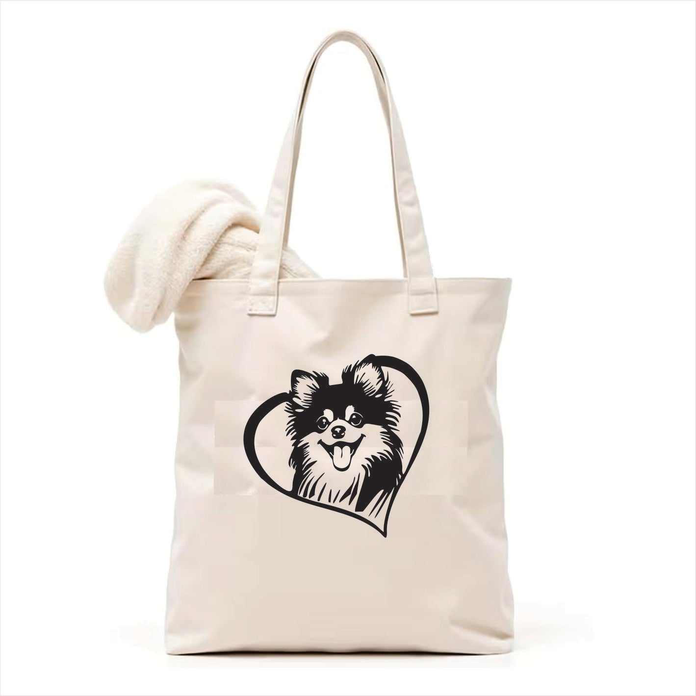 Pomeranian heart tote bag
