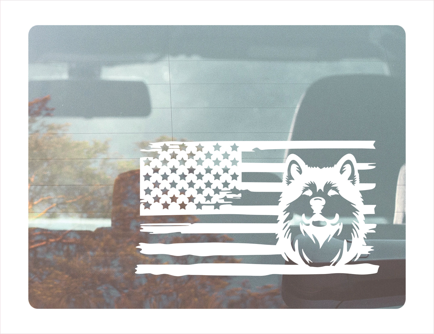 Akita Dog USA White Decal Sticker