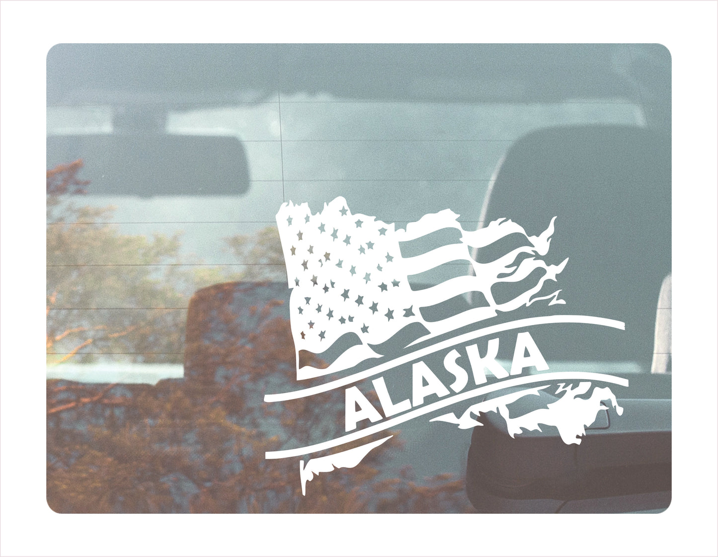 Alaska State Usa White Decal Sticker
