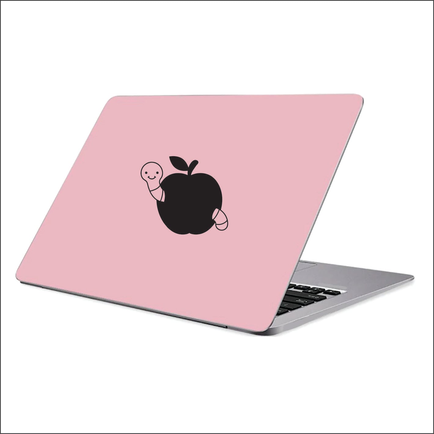 Apple and worm vinyl decal sticker, cute worm apple decal FREE shipping