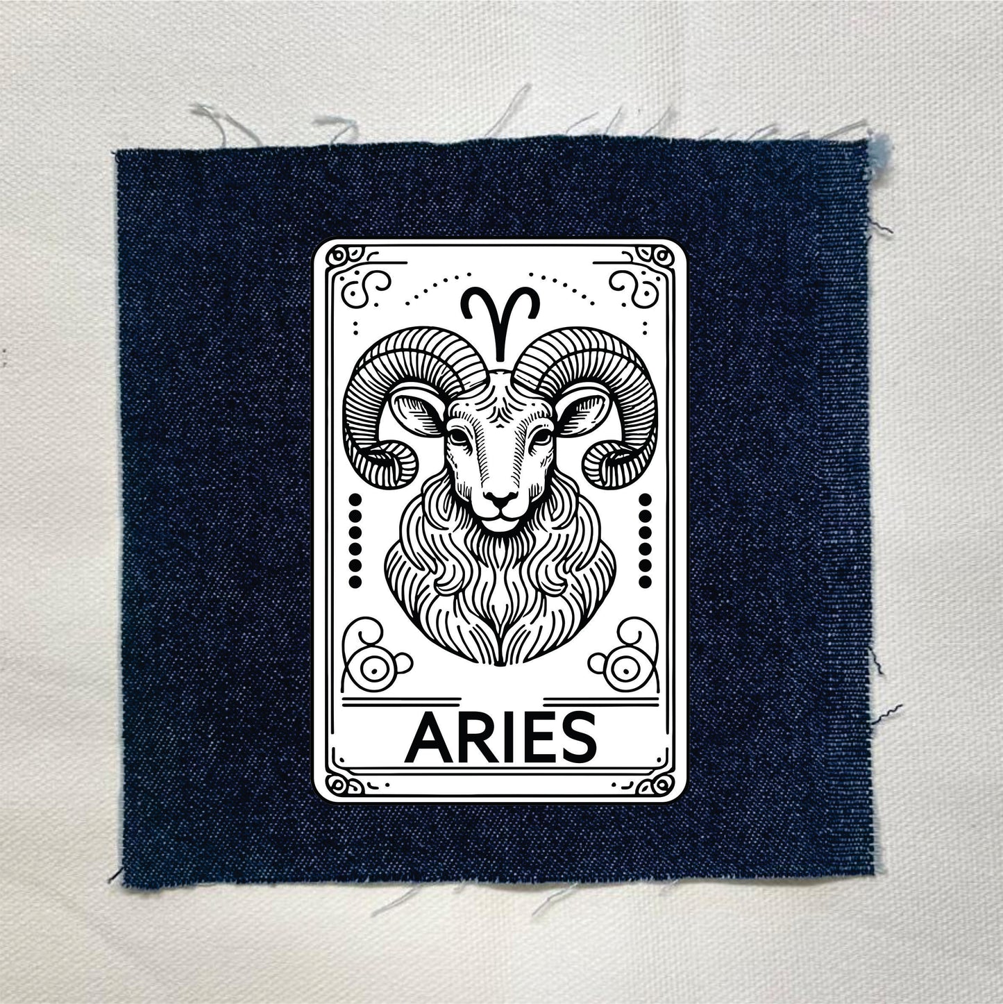Aries Zodiac Dark Denin Patch