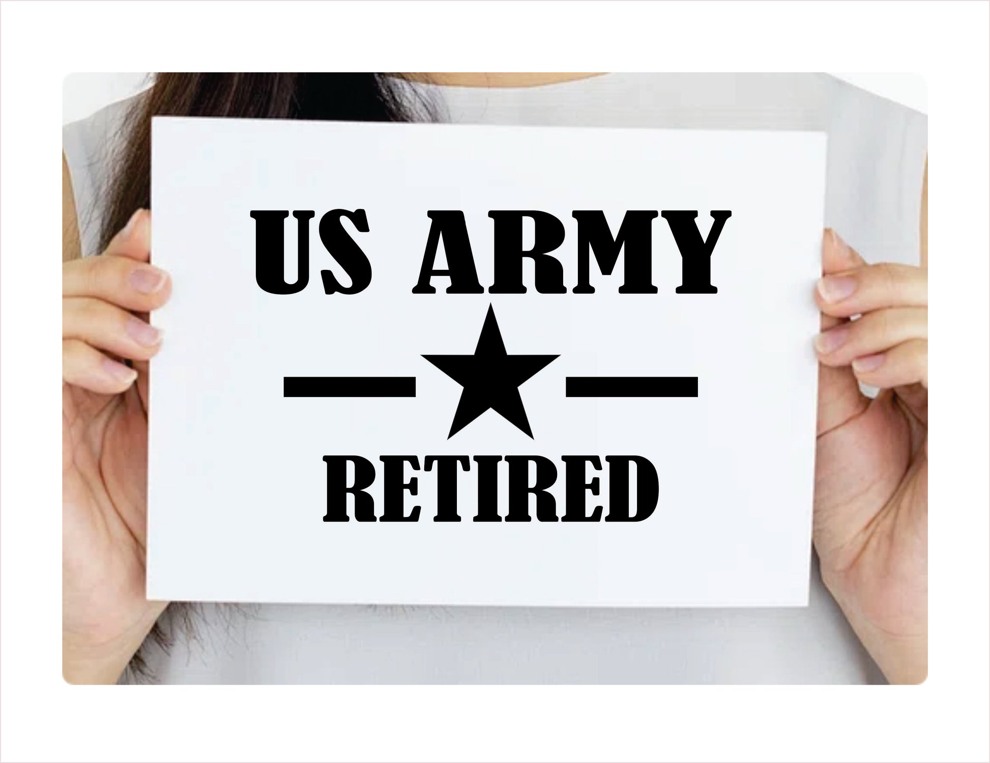US ARMY RETIRED White Vinyl Decal Sticker