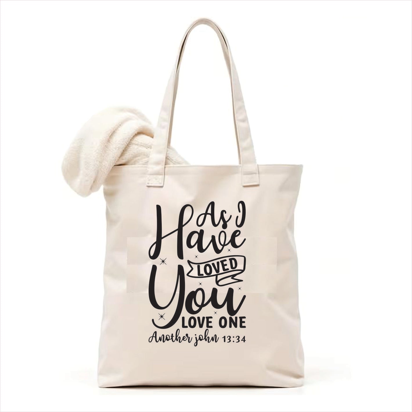 As I have loved you love one another canvas tote bag 3