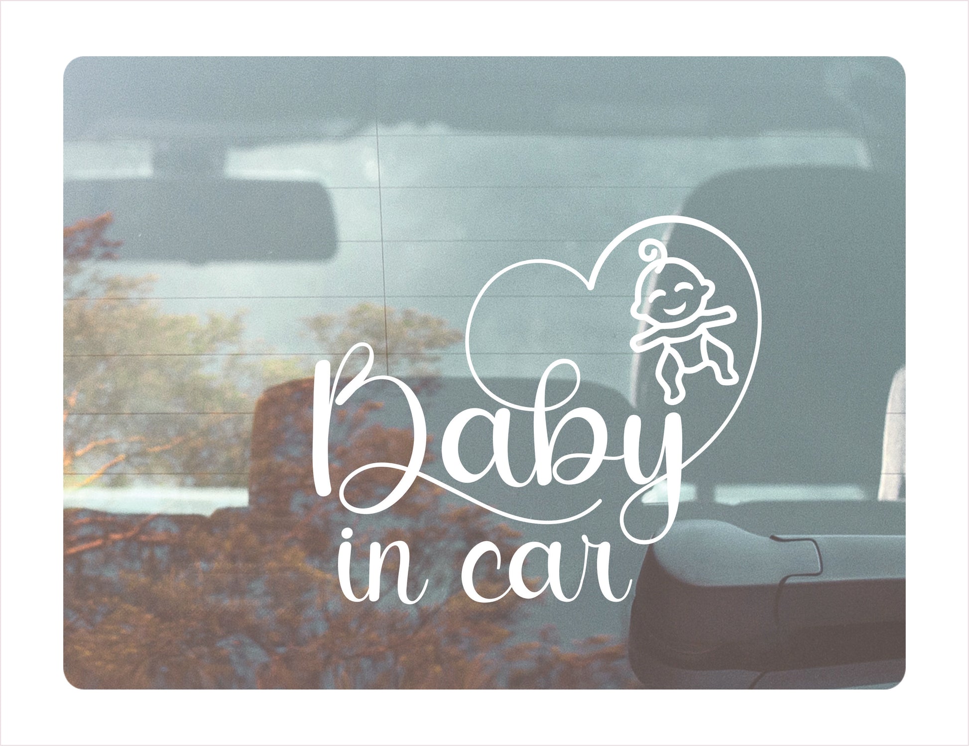 Baby in Car White Vinyl Decal Sticker