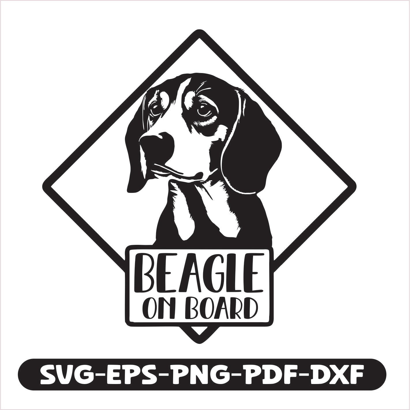 Beagle on board SVG EPS PNG PDF DXF Cutting File