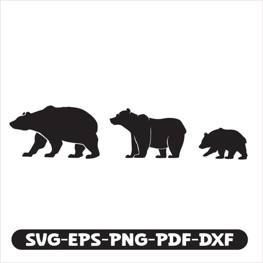 Bear family SVG EPS PNG PDF DXF Cutting File