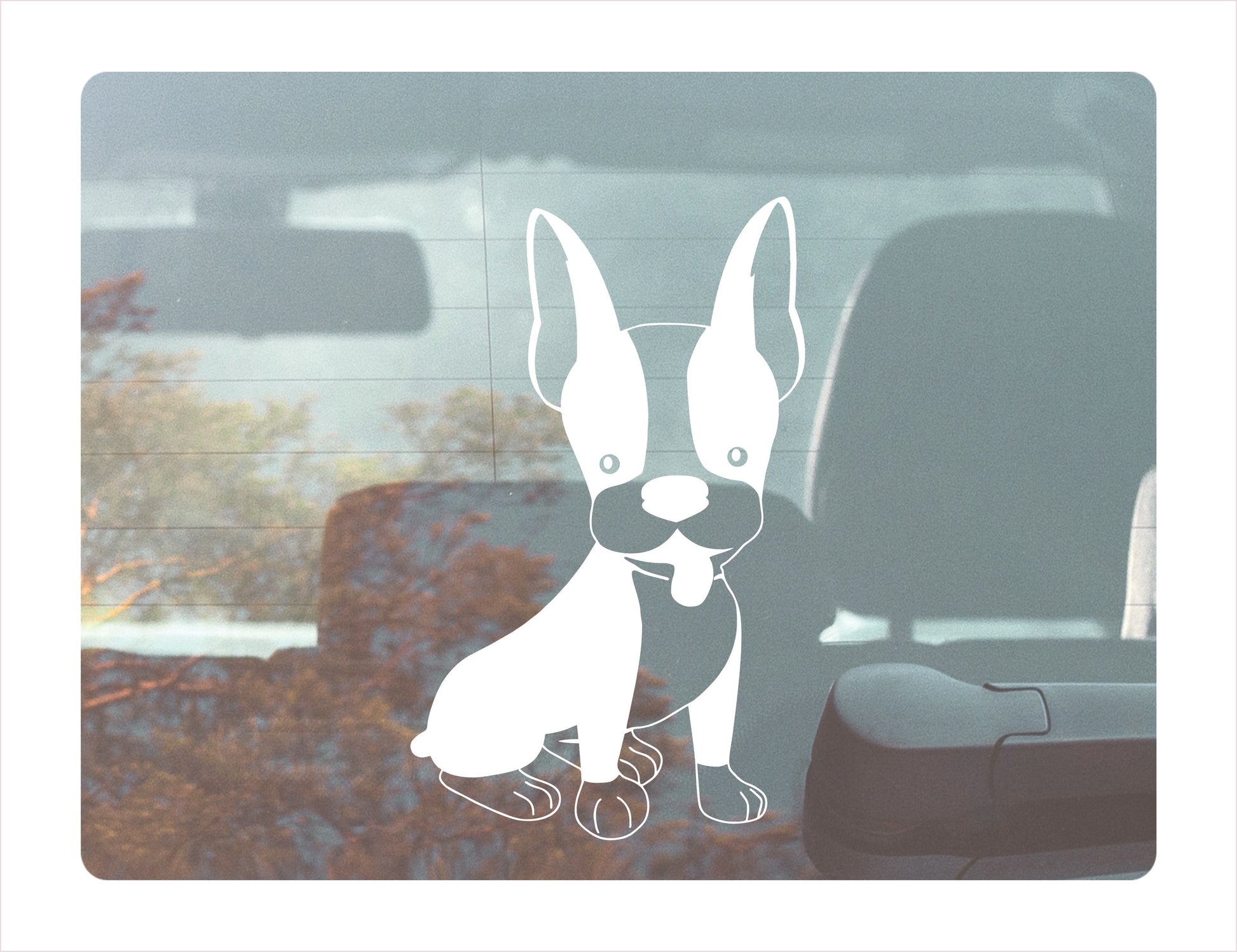 BOSTON TERRIER DOG full body White Vinyl Decal Sticker