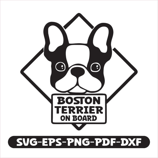 Boston Terrier on board SVG EPS PNG PDF DXF Cutting File