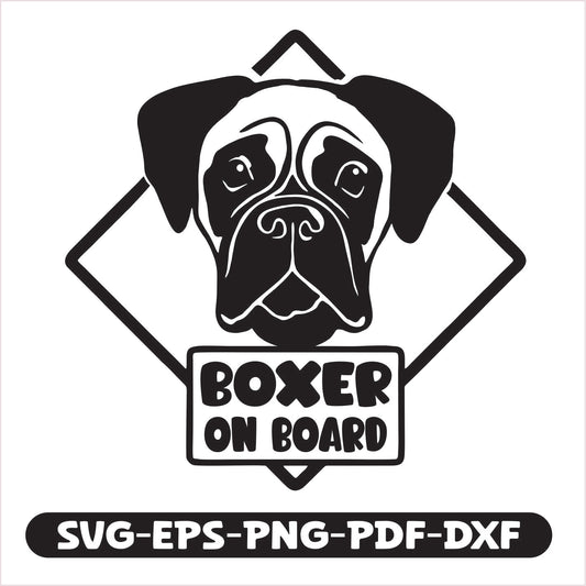 Boxer on board SVG EPS PNG PDF DXF Cutting File