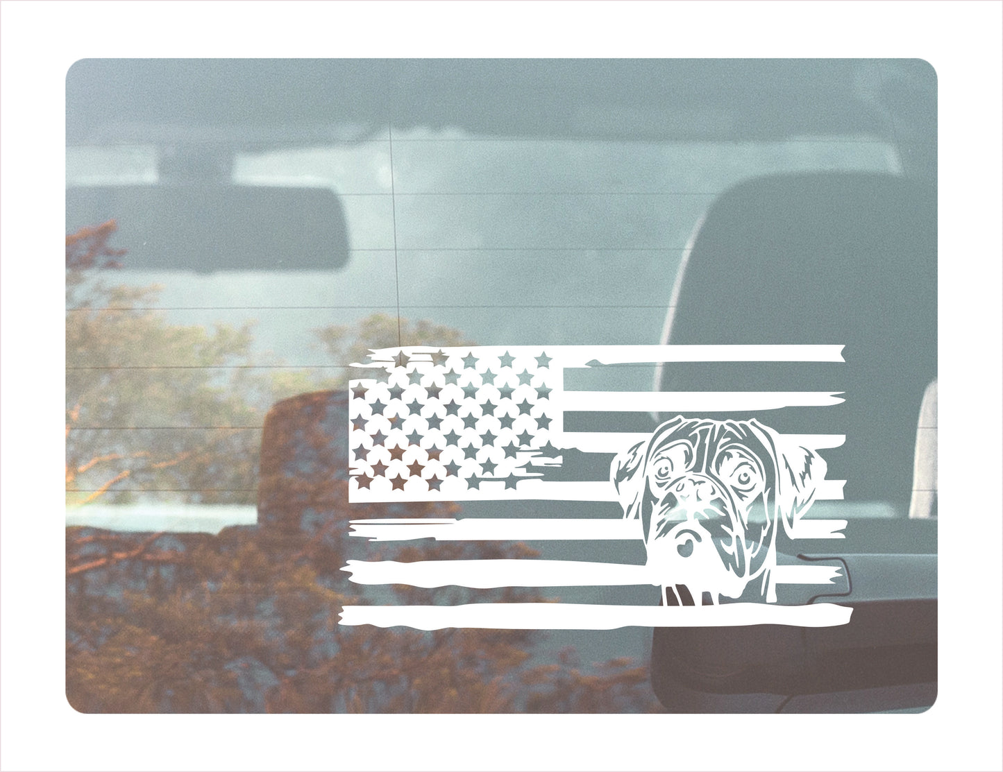 Boxer Dog USA White Decal Sticker