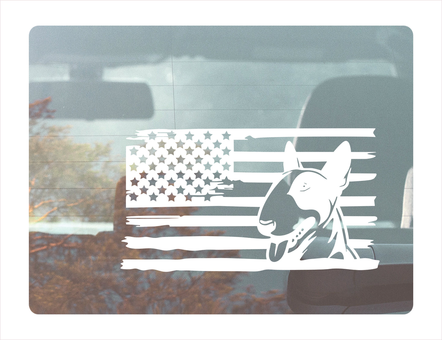 Bull Terrier Dog USA White Decal Sticker