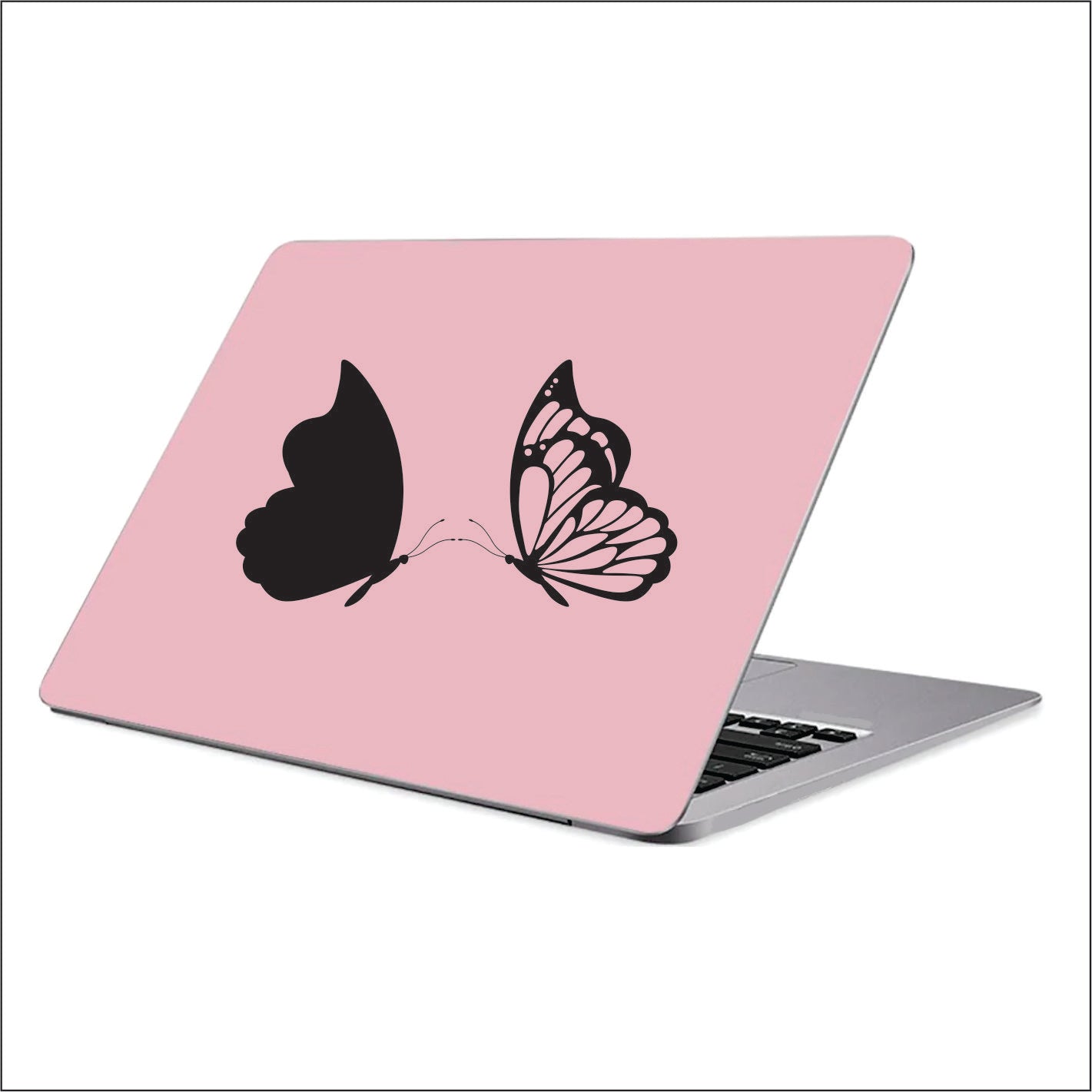 Minimalist Butterflies silhouette and hollow butterfly Black Vinyl Decal Sticker