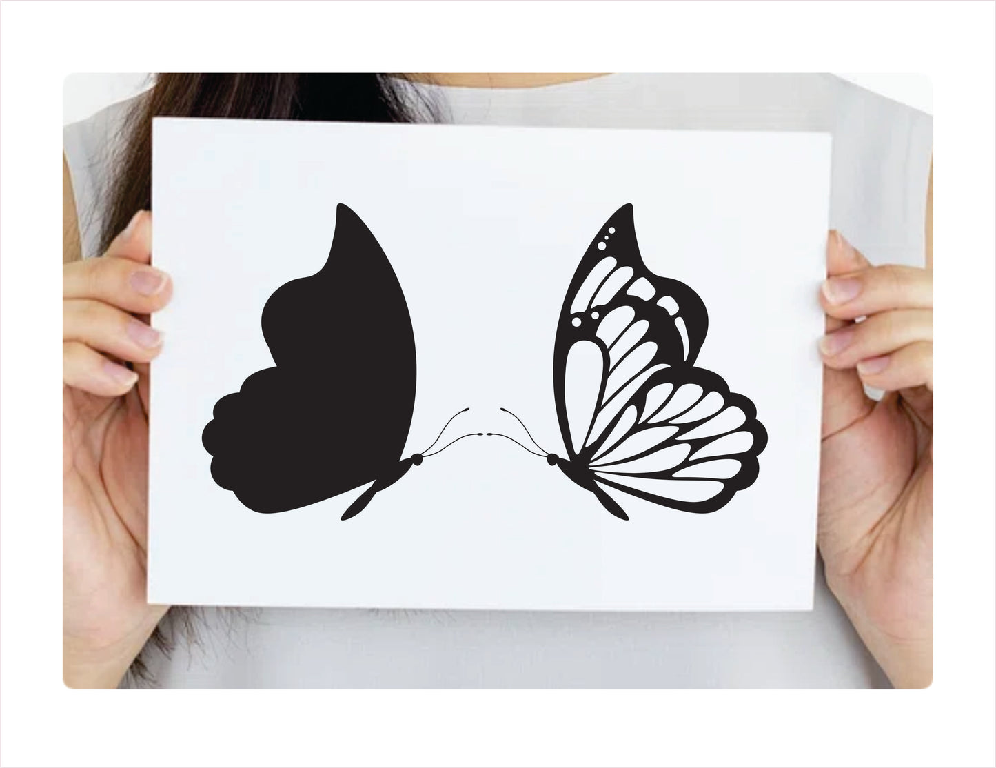 Minimalist Butterflies silhouette and hollow butterfly Vinyl Decal Sticker FREE shipping