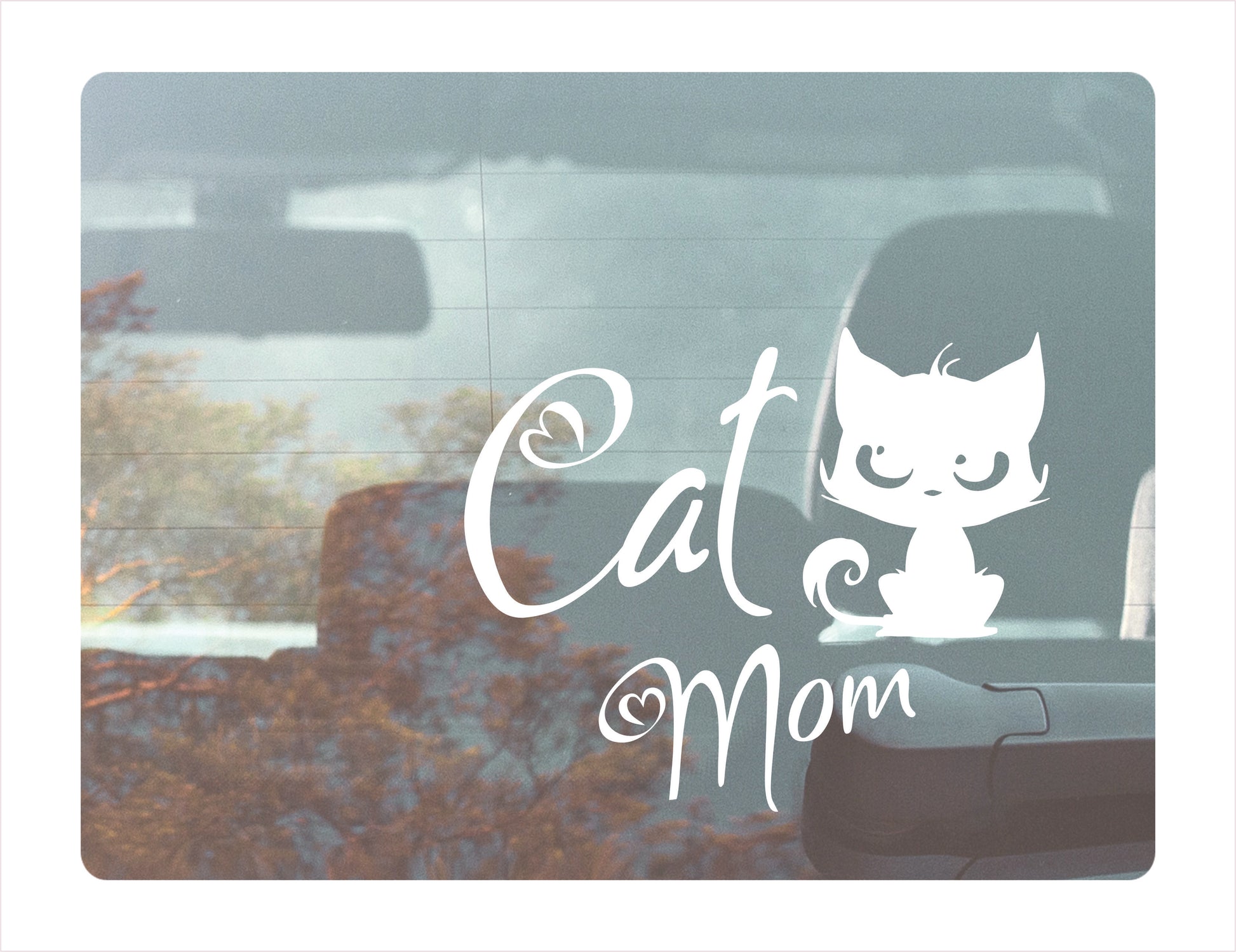 Cat Mom White Vinyl Decal Sticker