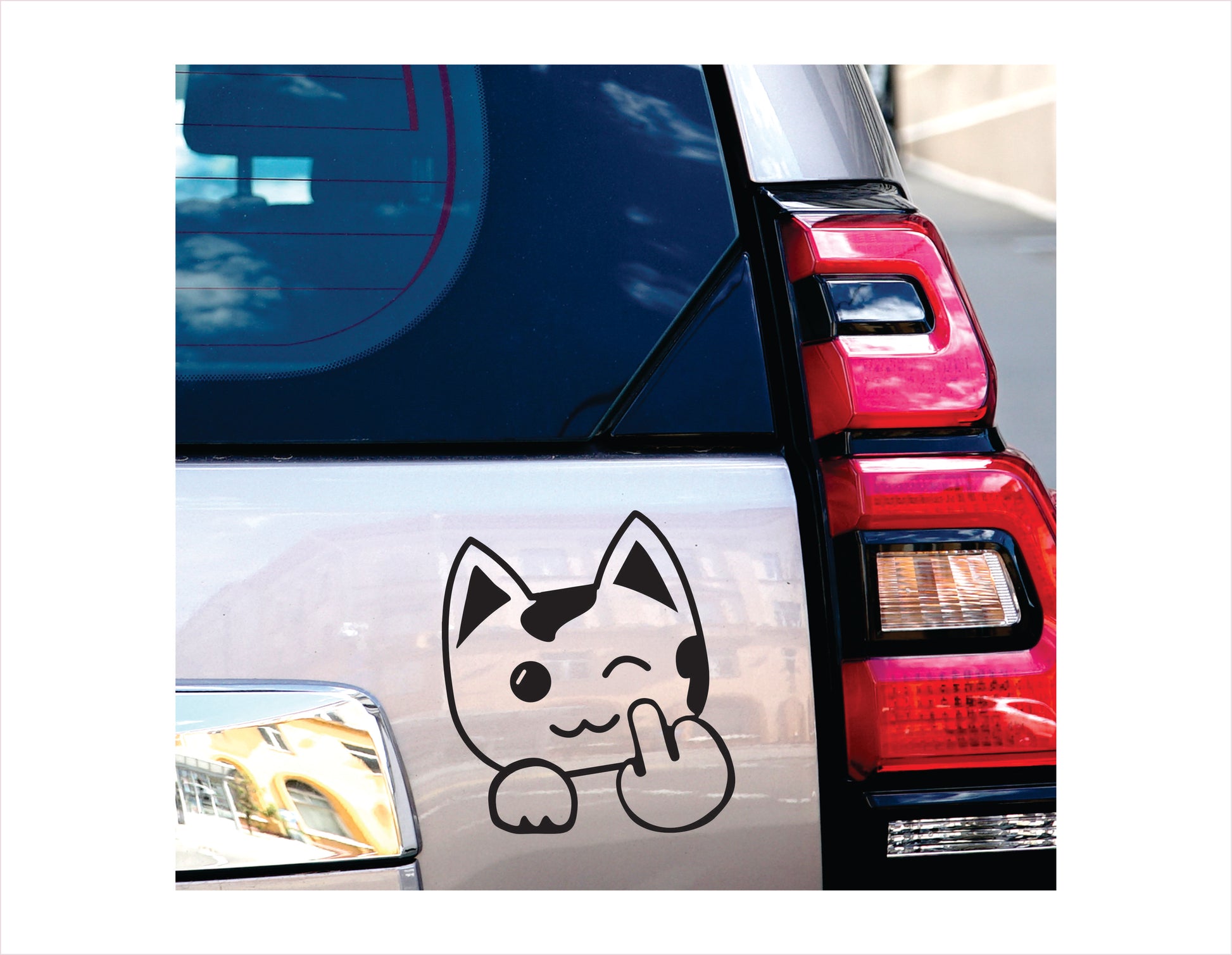 Cat Middle Finger Black Vinyl Decal Sticker