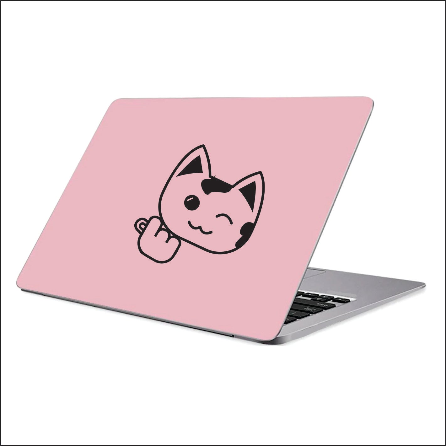 Cat Korean Heart Black Vinyl Decal Sticker