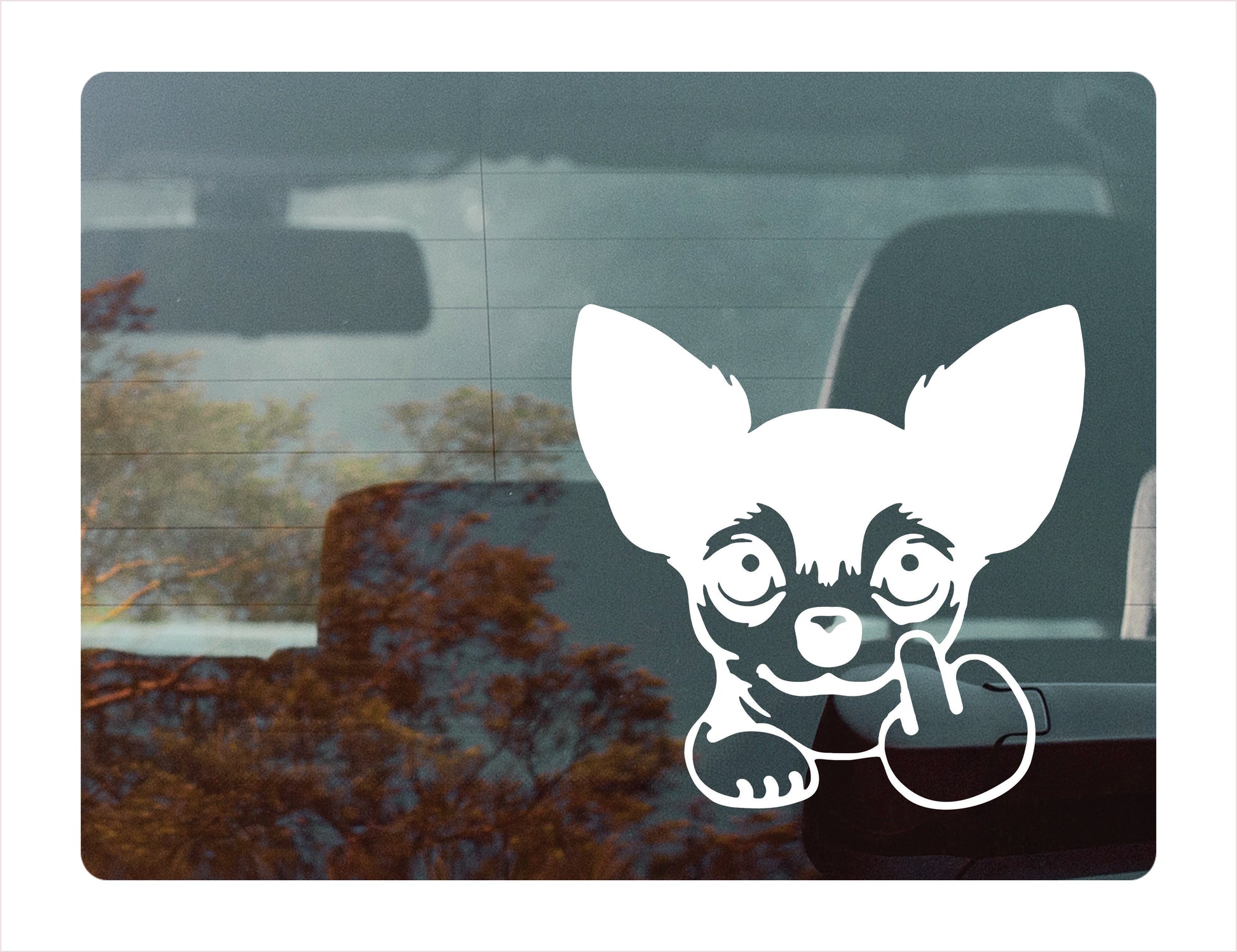 Chihuahua Middle Finger White Vinyl Decal Sticker