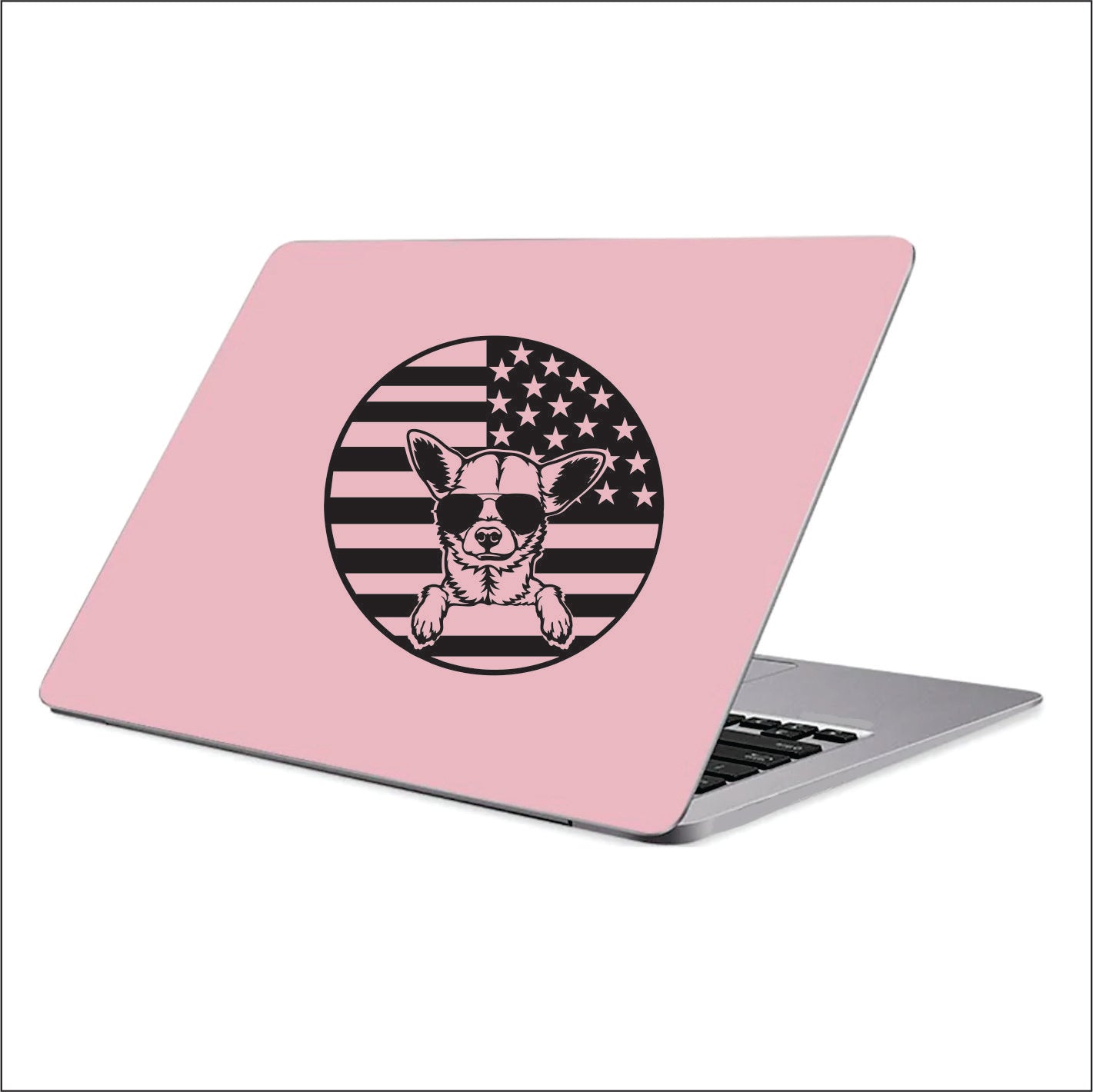 Chihuahua Dog Usa flag symbol Black Vinyl Decal Sticker