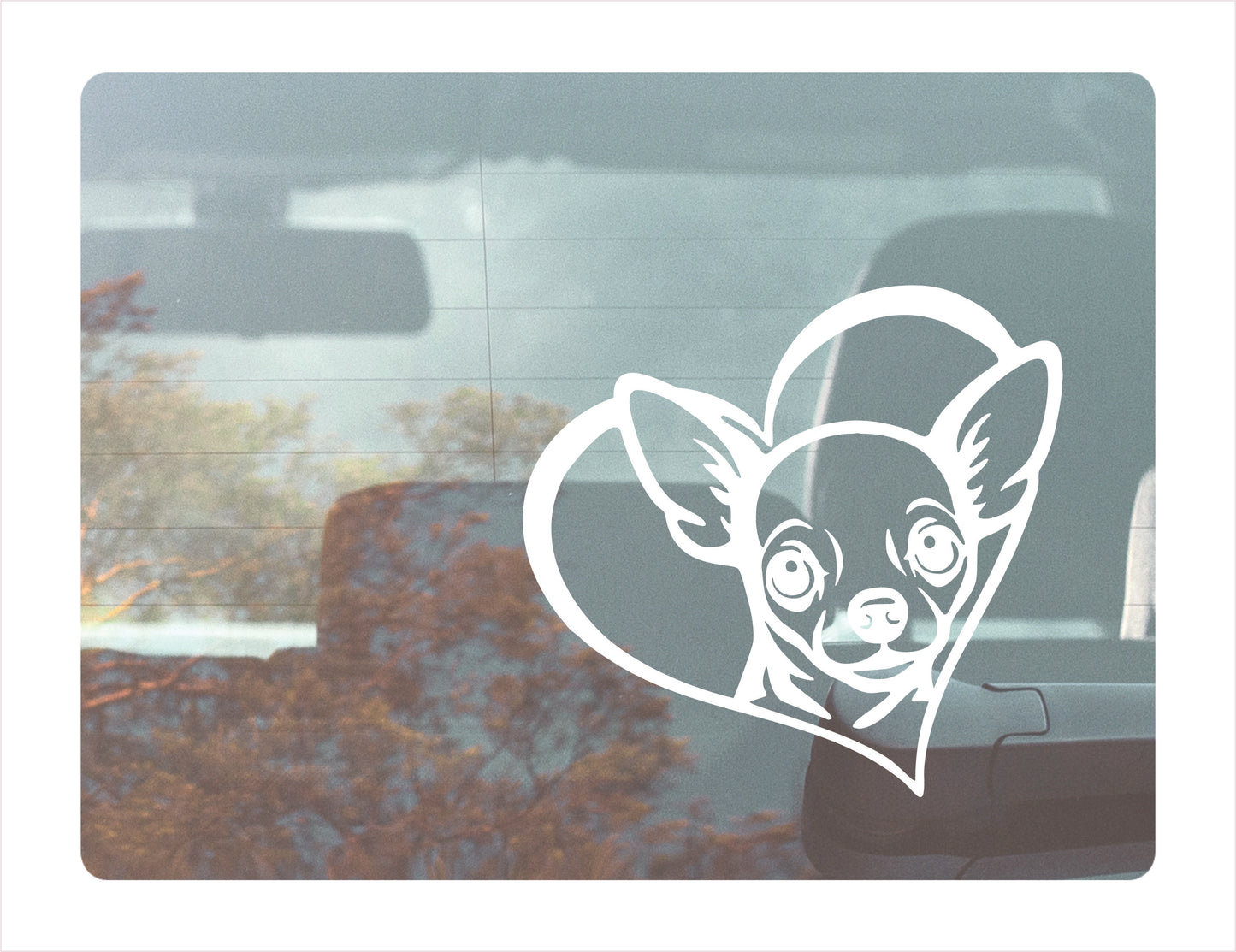 Chihuahua Dog Heart White Decal Sticker