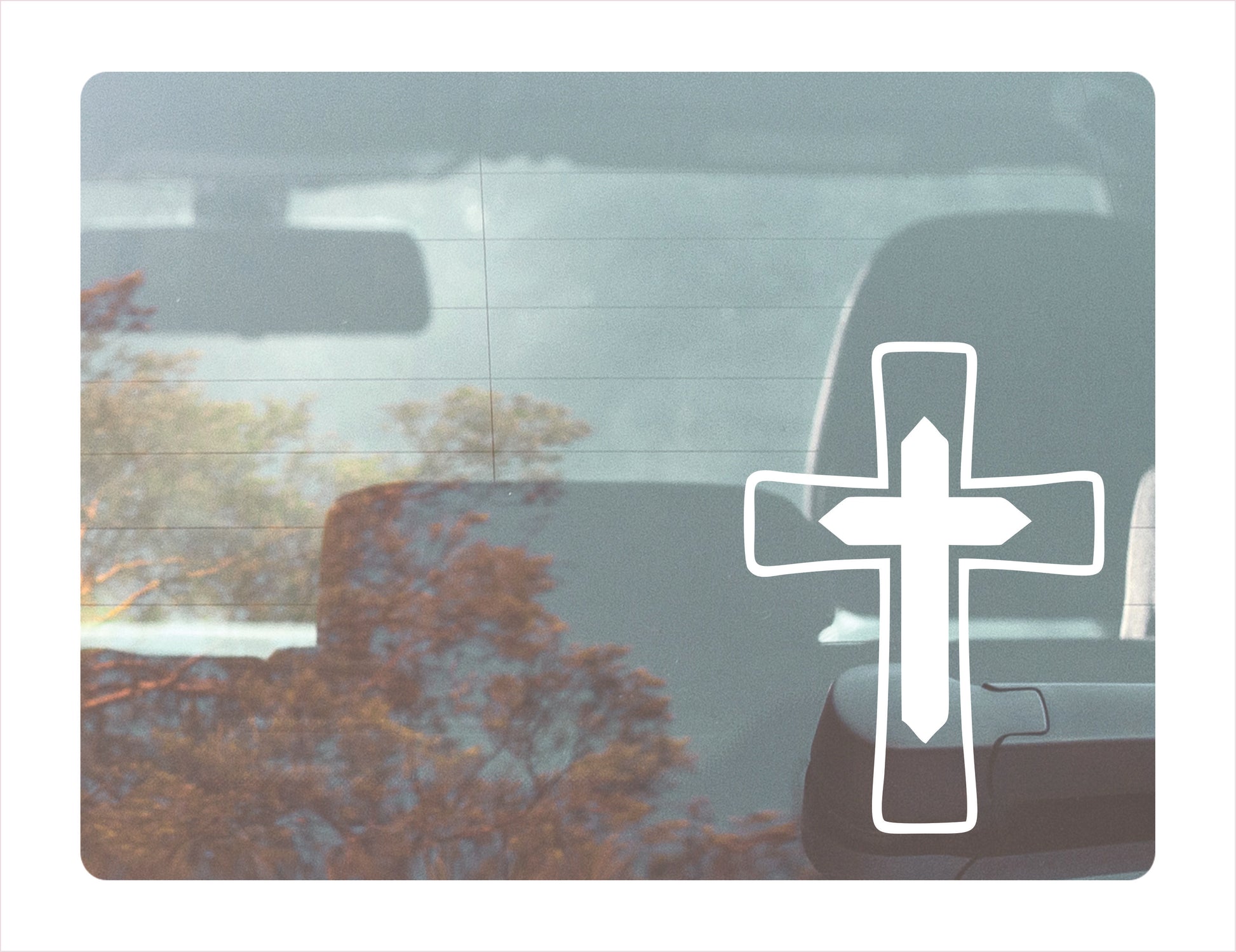 Christian Cross Outline White Vinyl Decal Sticker