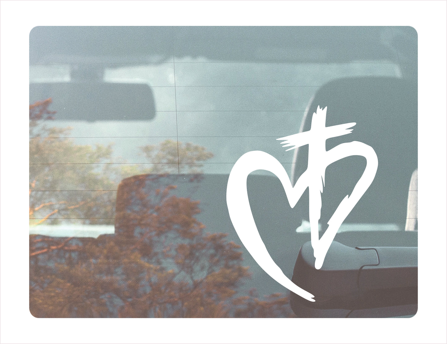 Heart cross car Decal Sticker - FREE shipping