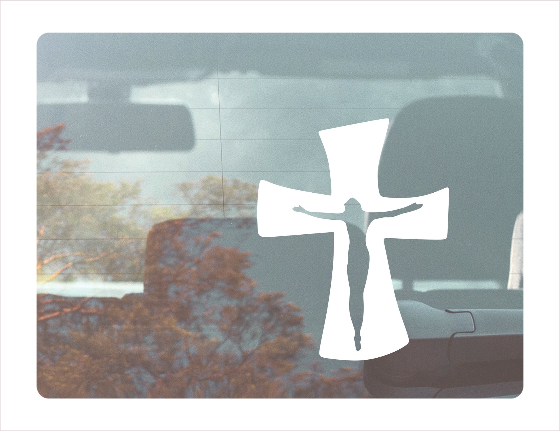 Cross Jesus White Vinyl Decal Sticker