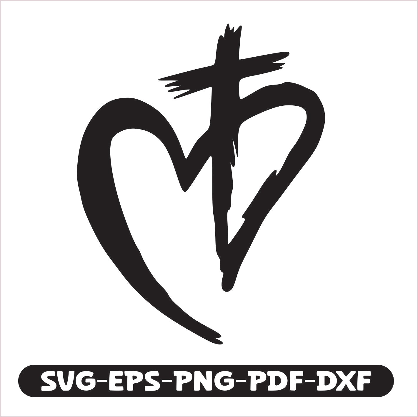 Jesus Cross Heart SVG EPS PNG PDF DXF Cutting File
