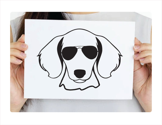 Dachshund Glasses Black Vinyl Sticker Decal
