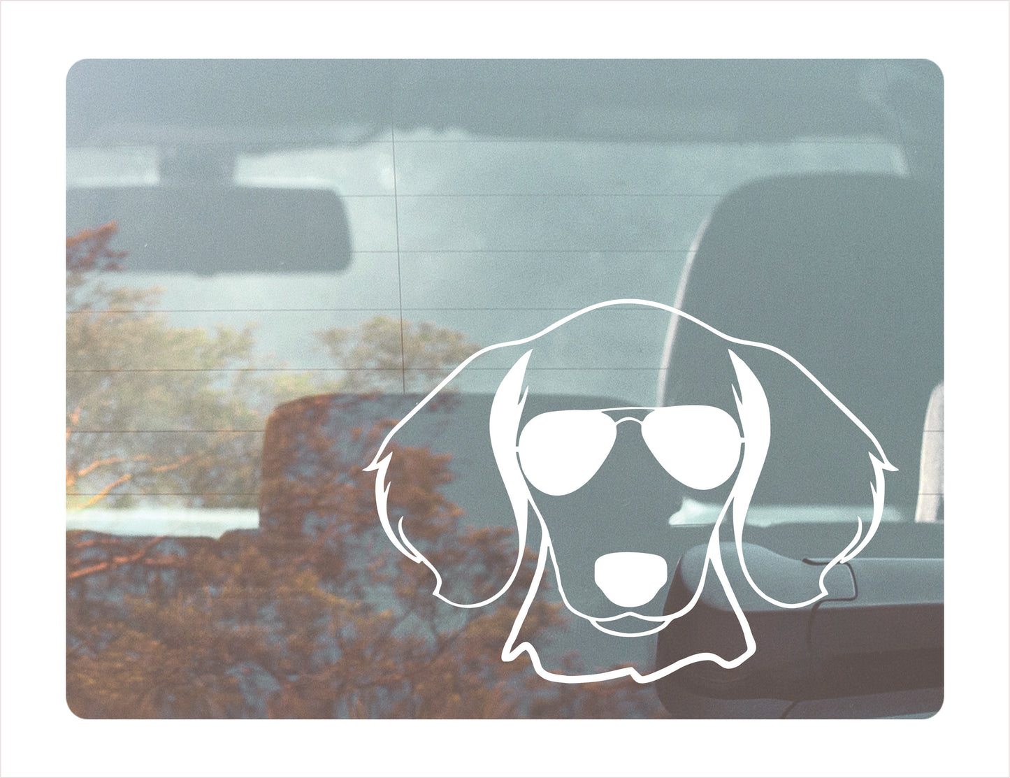 Dachshund Glasses White Vinyl Sticker Decal