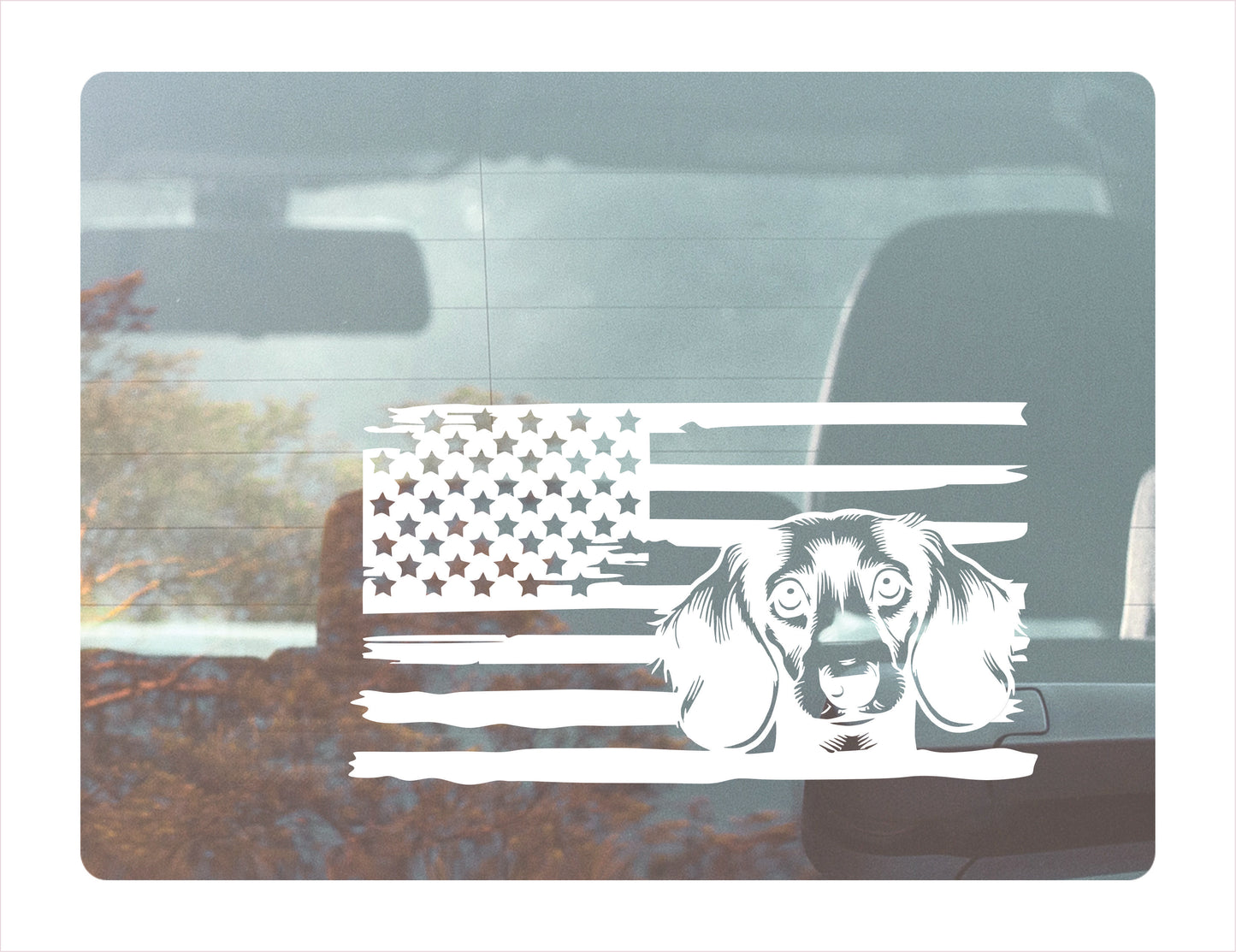 Dachshund Dog USA White Decal Sticker