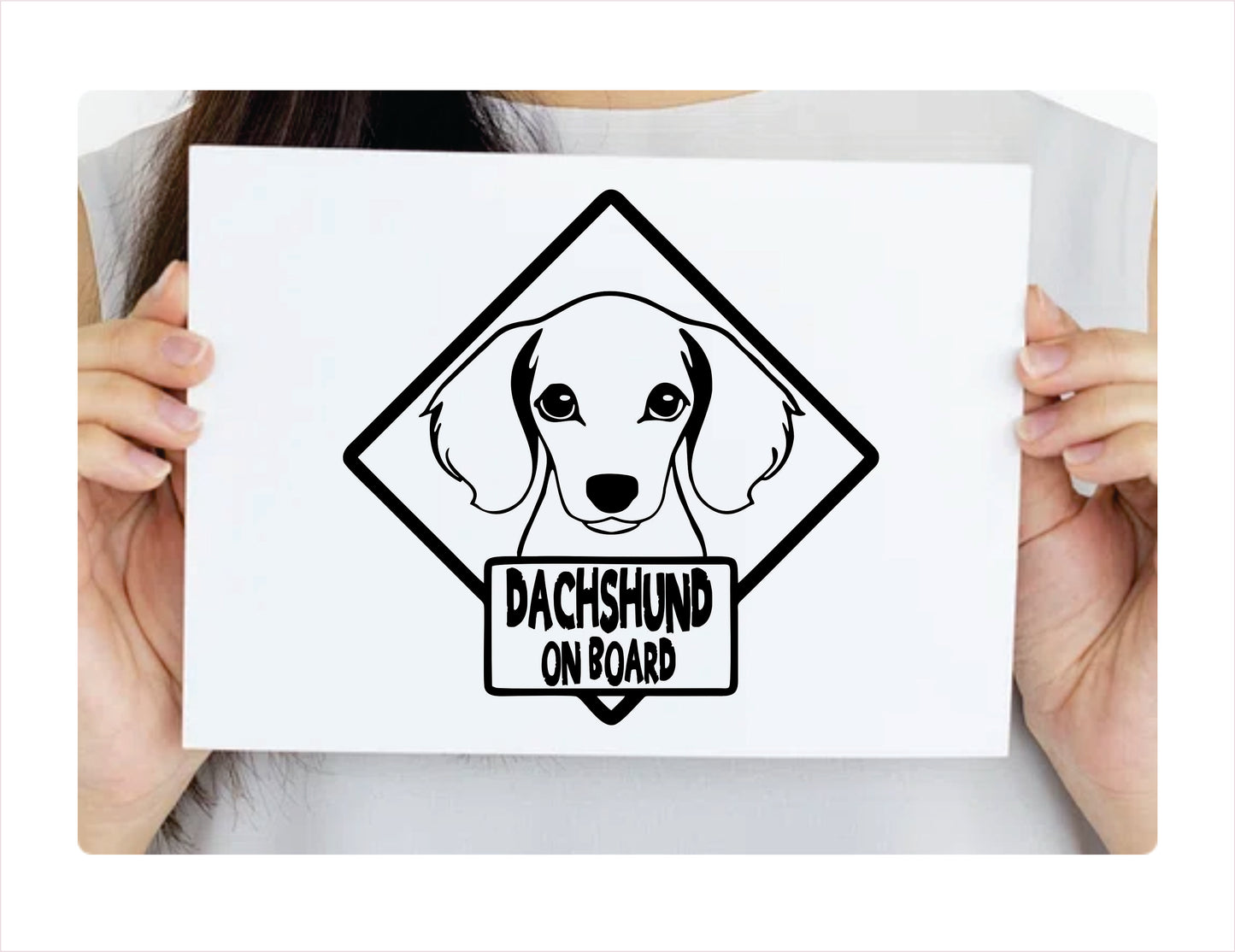 Dachshund on board Black Vinyl Decal Sticker