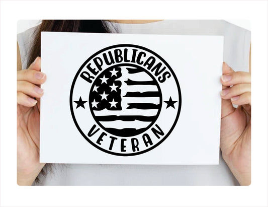 Republicans Veteran Black Vinyl Decal Sticker
