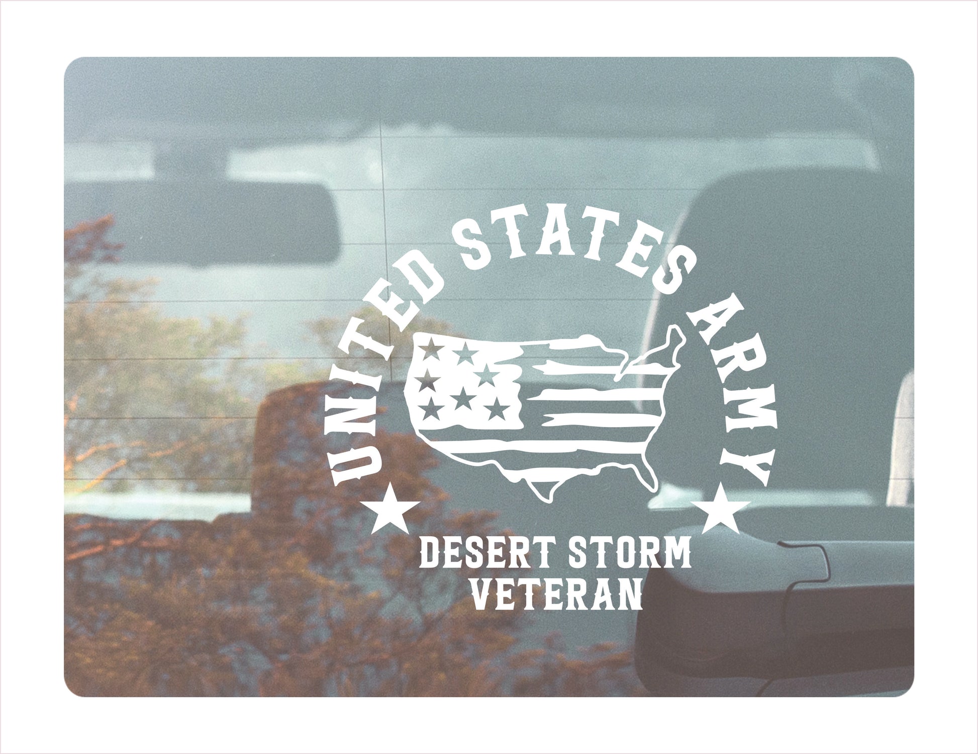 United States Army Desert Storm Veteran White Vinyl Decal Sticker