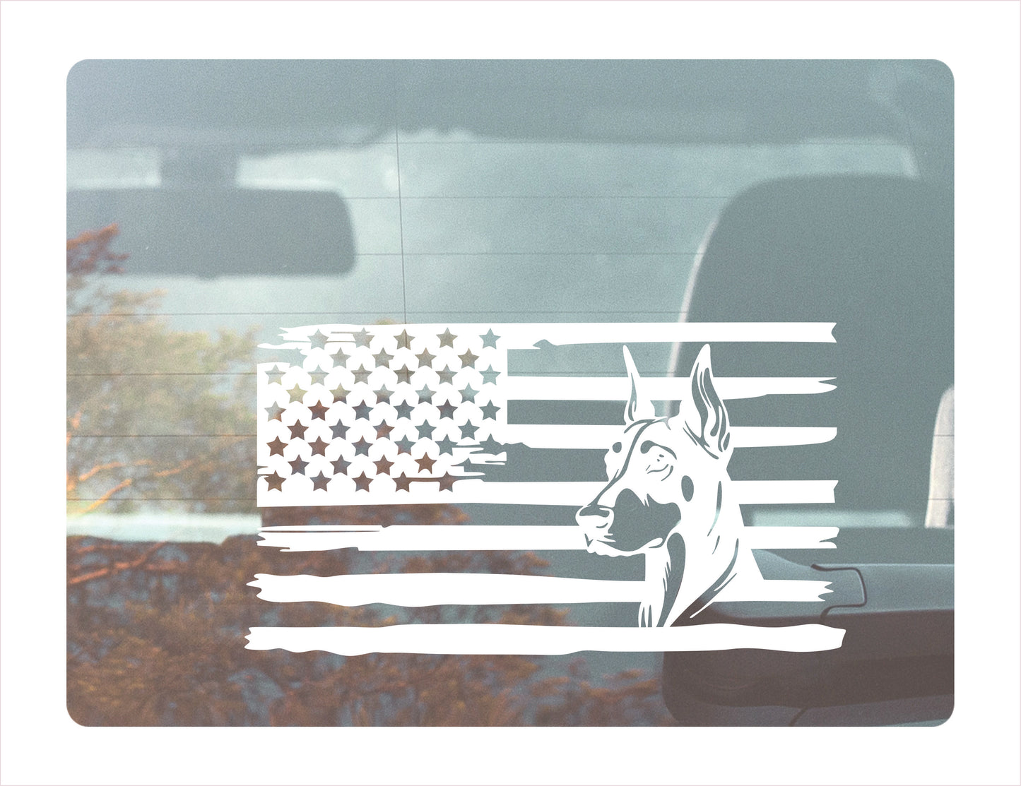 Doberman Dog USA White Decal Sticker