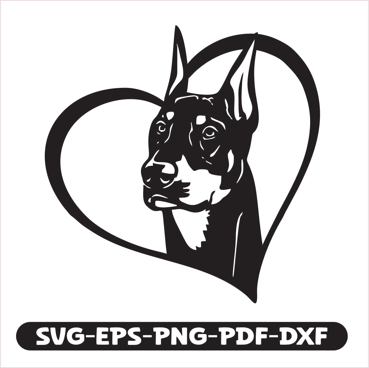 Doberman Heart SVG EPS PNG PDF DXF Cutting