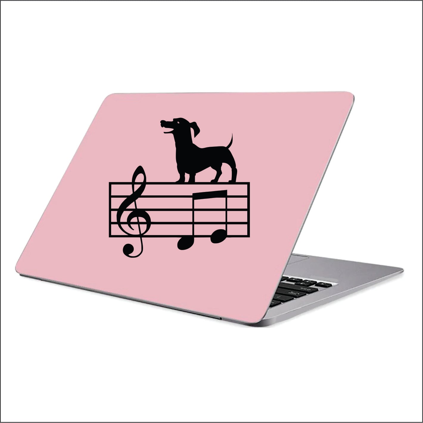 DOG SINGER Music lines Treble Clef Key Black Vinyl Decal Sticker