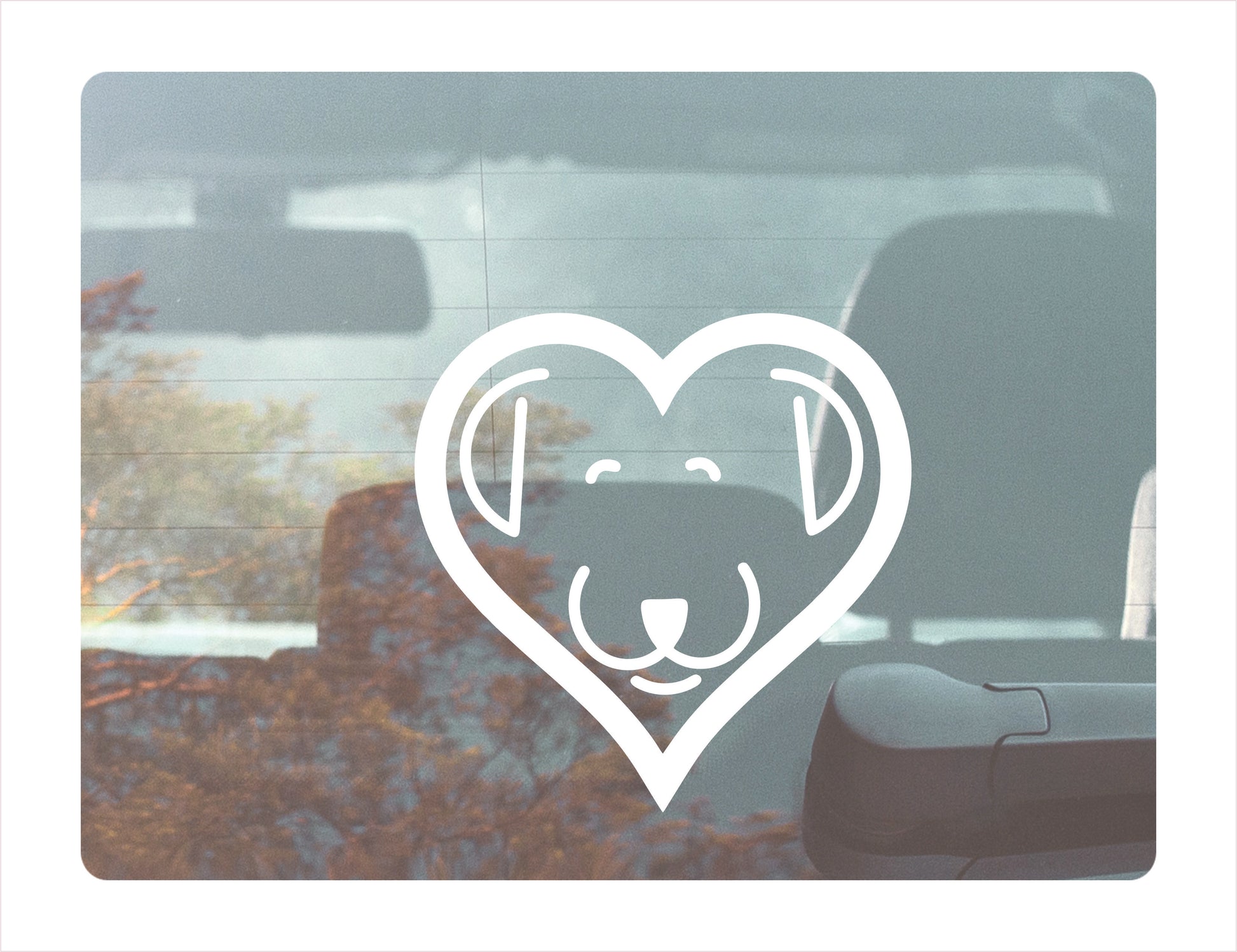HEART DOG Lover logo White Vinyl Decal Sticker