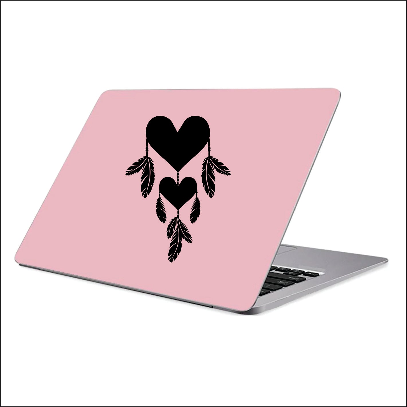 Dreamcatcher Hearts and Feathers Black Vinyl Decal Sticker