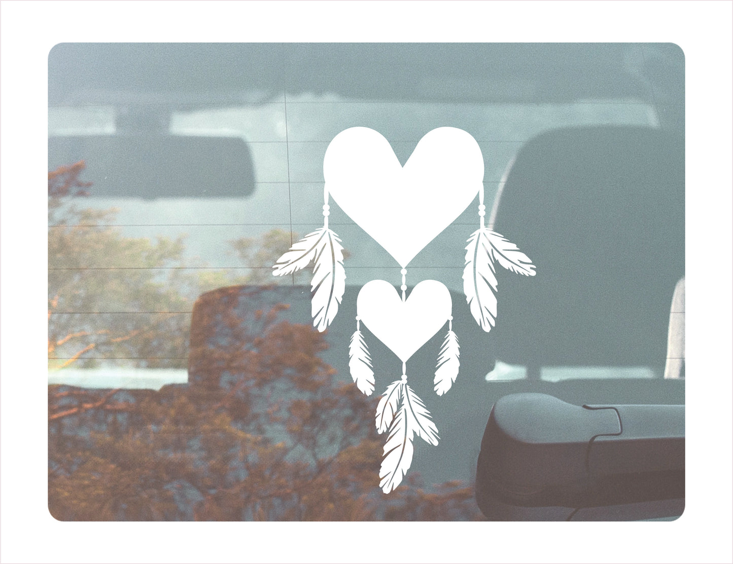 Dreamcatcher Hearts and Feathers Vinyl Decal Sticker FREE shipping