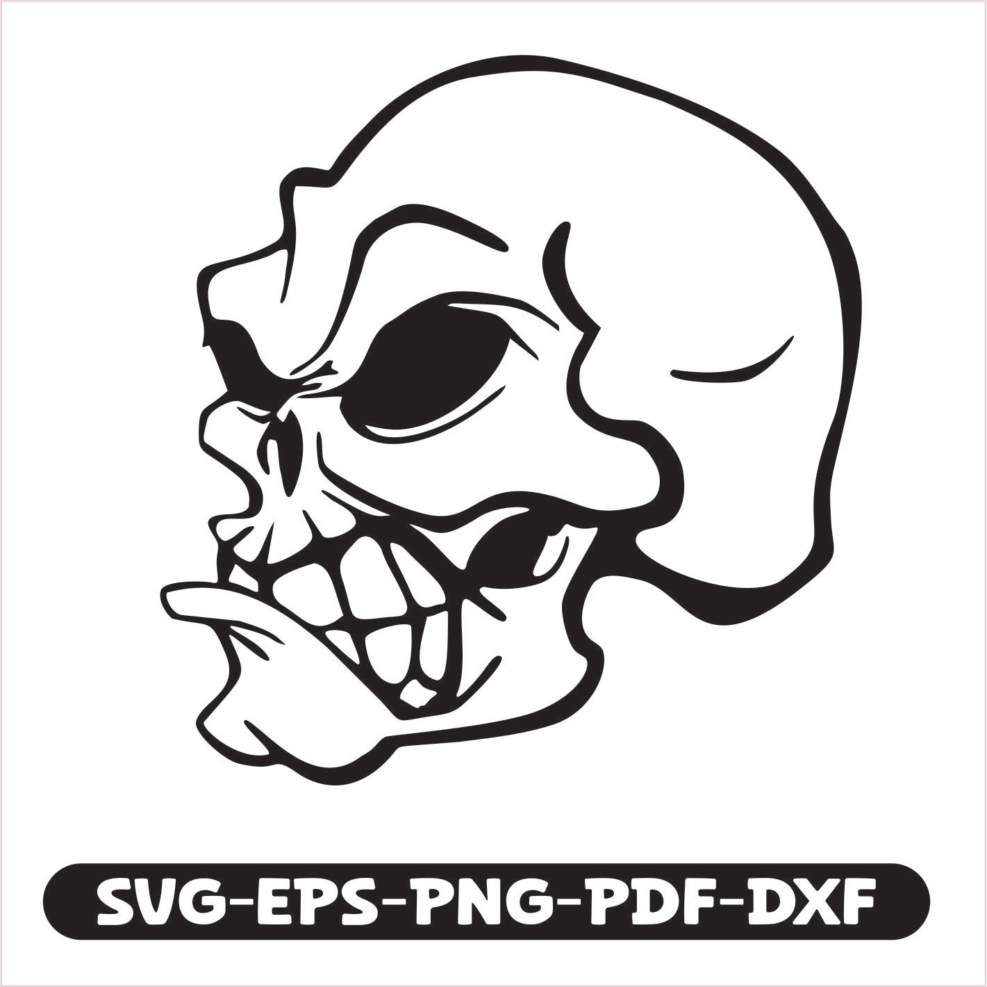 Edgy Skull SVG EPS PNG PDF DXF Cutting File