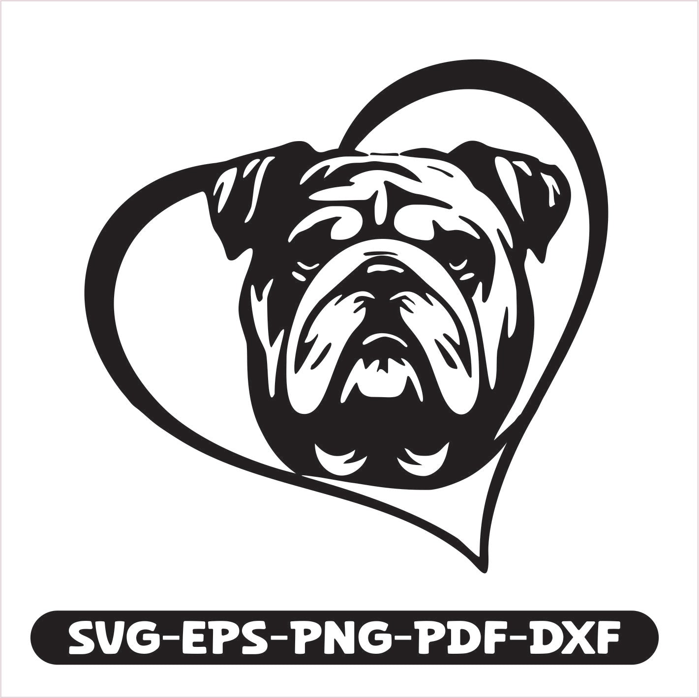 English Bulldog Heart SVG EPS PNG PDF DXF Cutting