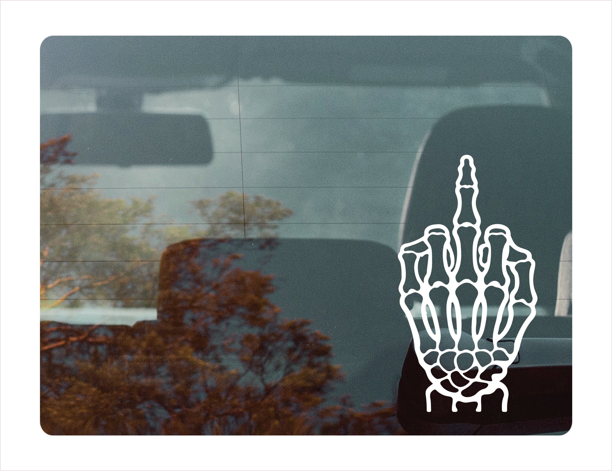 Finger Skull Middle Finger White Vinyl Decal Sticker