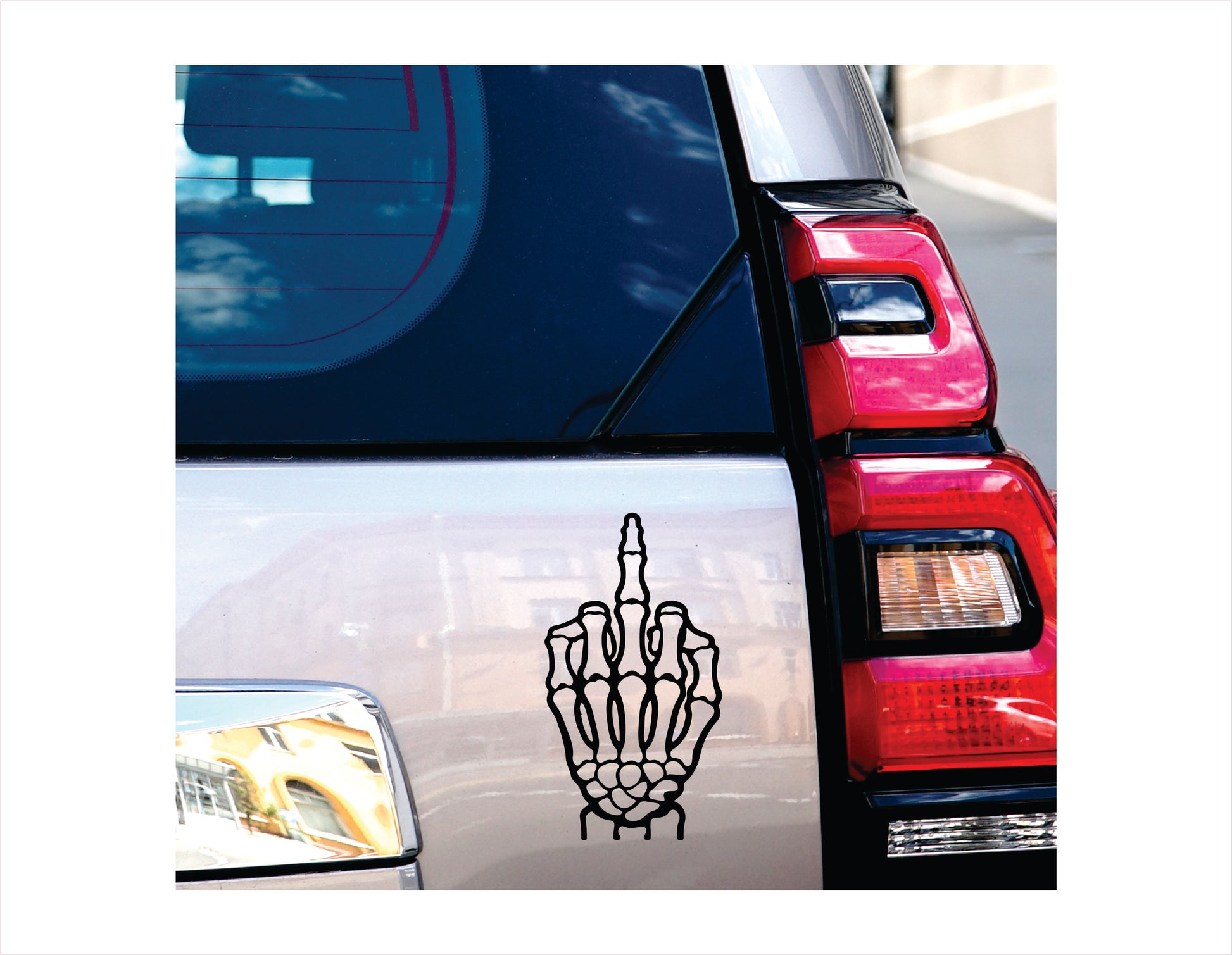 Finger Skull Middle Finger Black Vinyl Decal Sticker