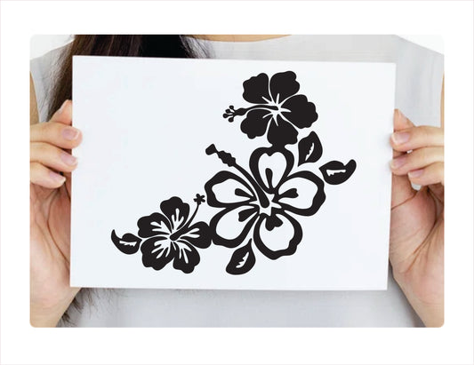 Hibiscus Flowers Black Vinyl Decal Sticker