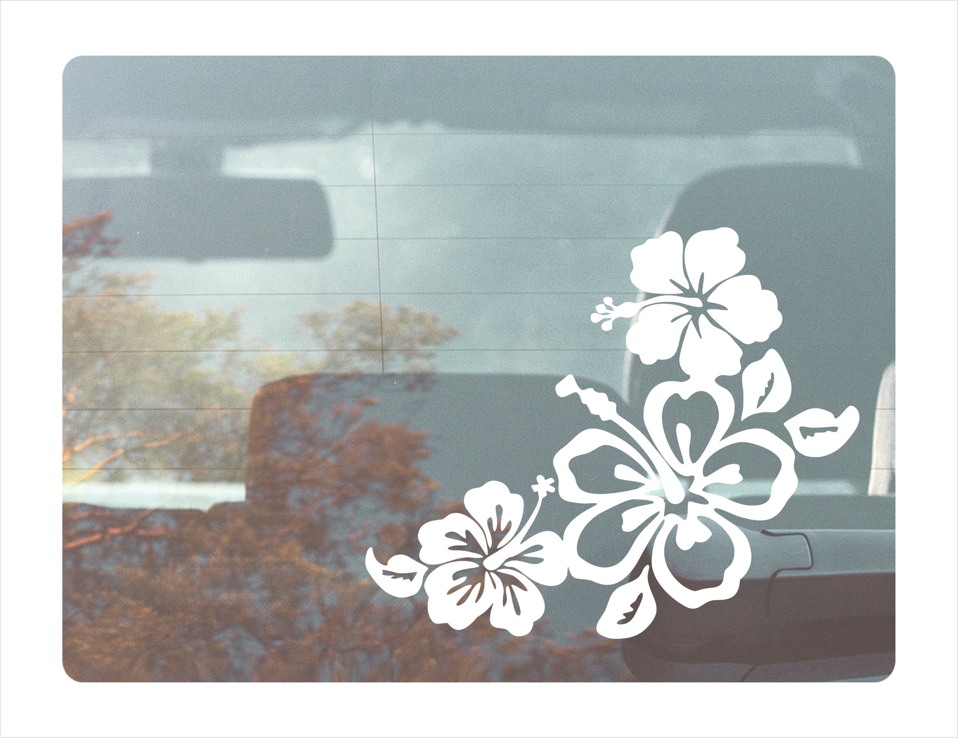 Hibiscus Flowers White Vinyl Decal Sticker