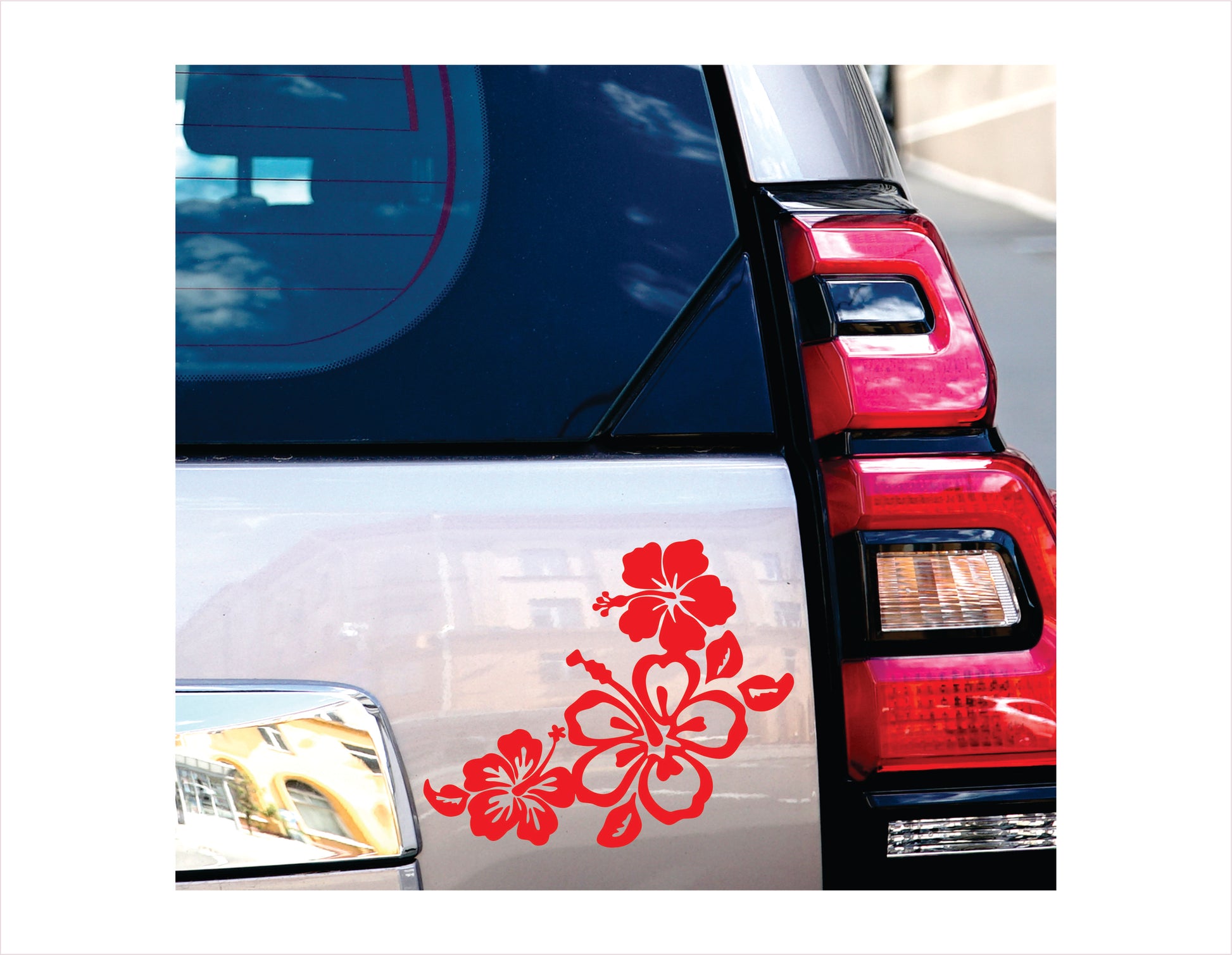 Hibiscus Flowers Red Vinyl Decal Sticker