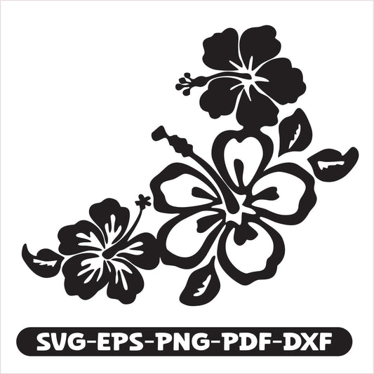 Hibiscus Floral SVG EPS PNG PDF DXF Cutting File