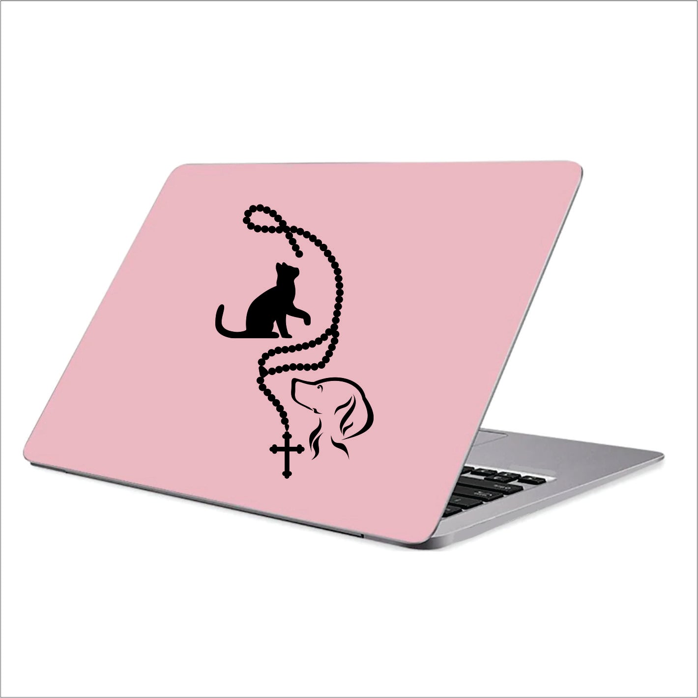 Rosary Dog Cat Black Vinyl Decal Sticker