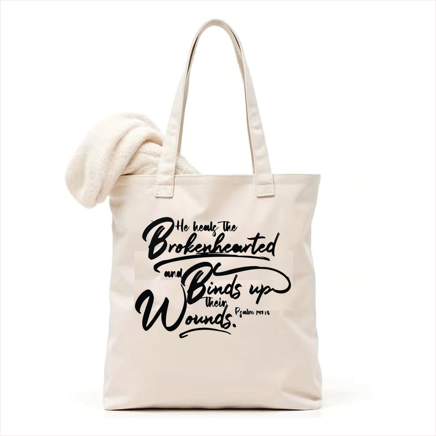 He Heals the broken-hearted and binds up their wounds Canvas Tote Bag 3
