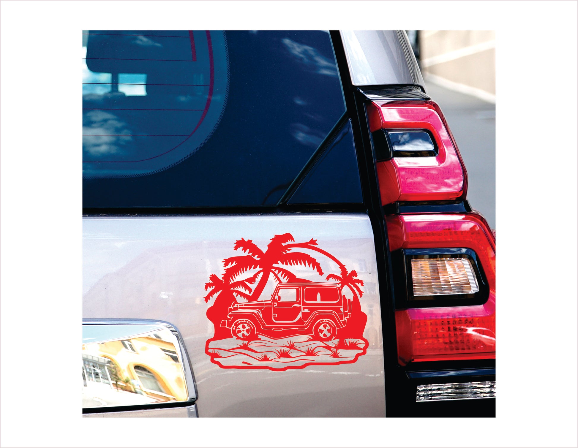 OFFROAD MOUNTAIN JEEP TRAVEL Red Vinyl Decal Sticker